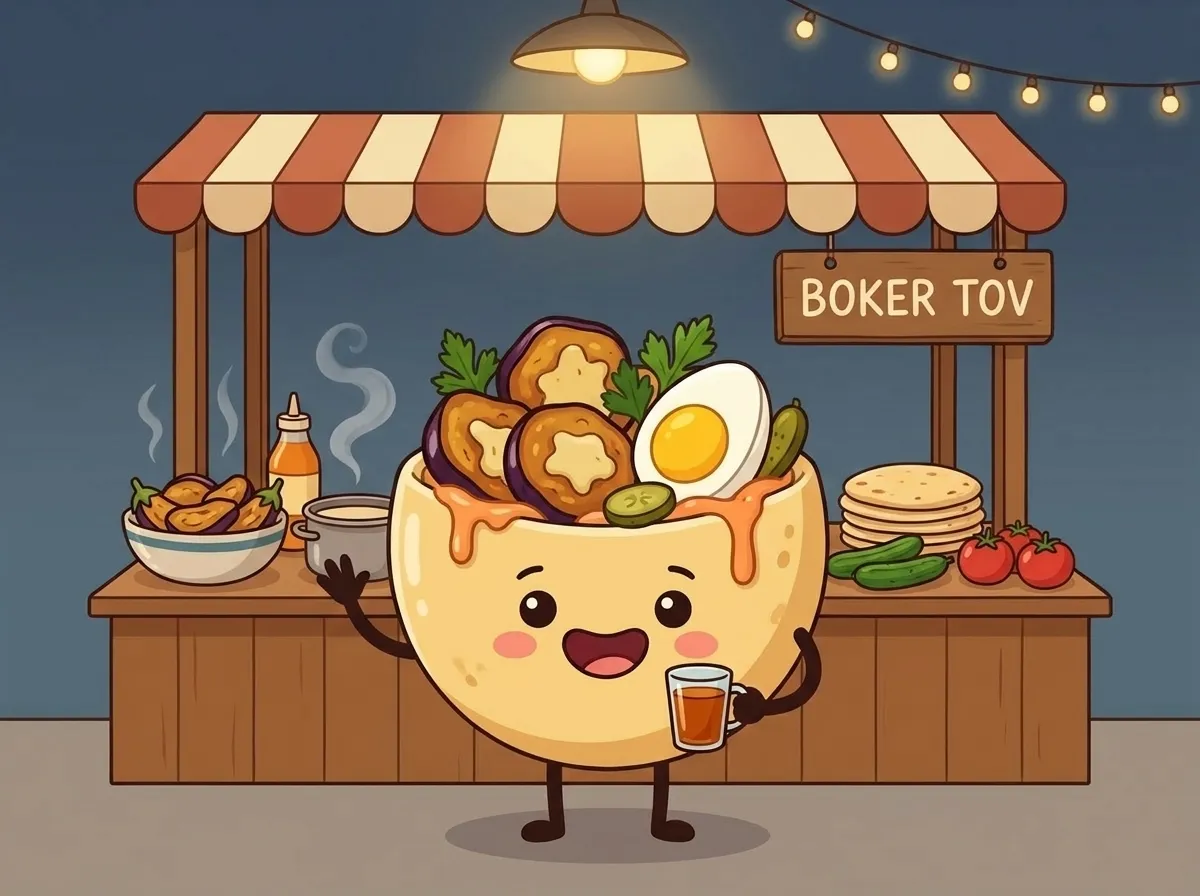 AI Sabich, a cheerful stuffed pita, the narrator of What Has Sabich Got to Do With AI?